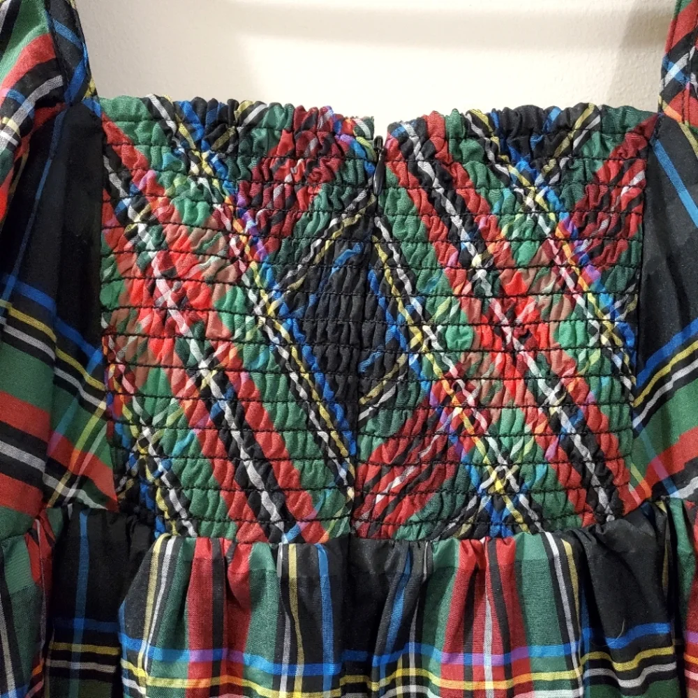 J Crew - Puff-sleeve mini dress in Stewart tartan - Size 4  (NWT) - Picture 8 of 12